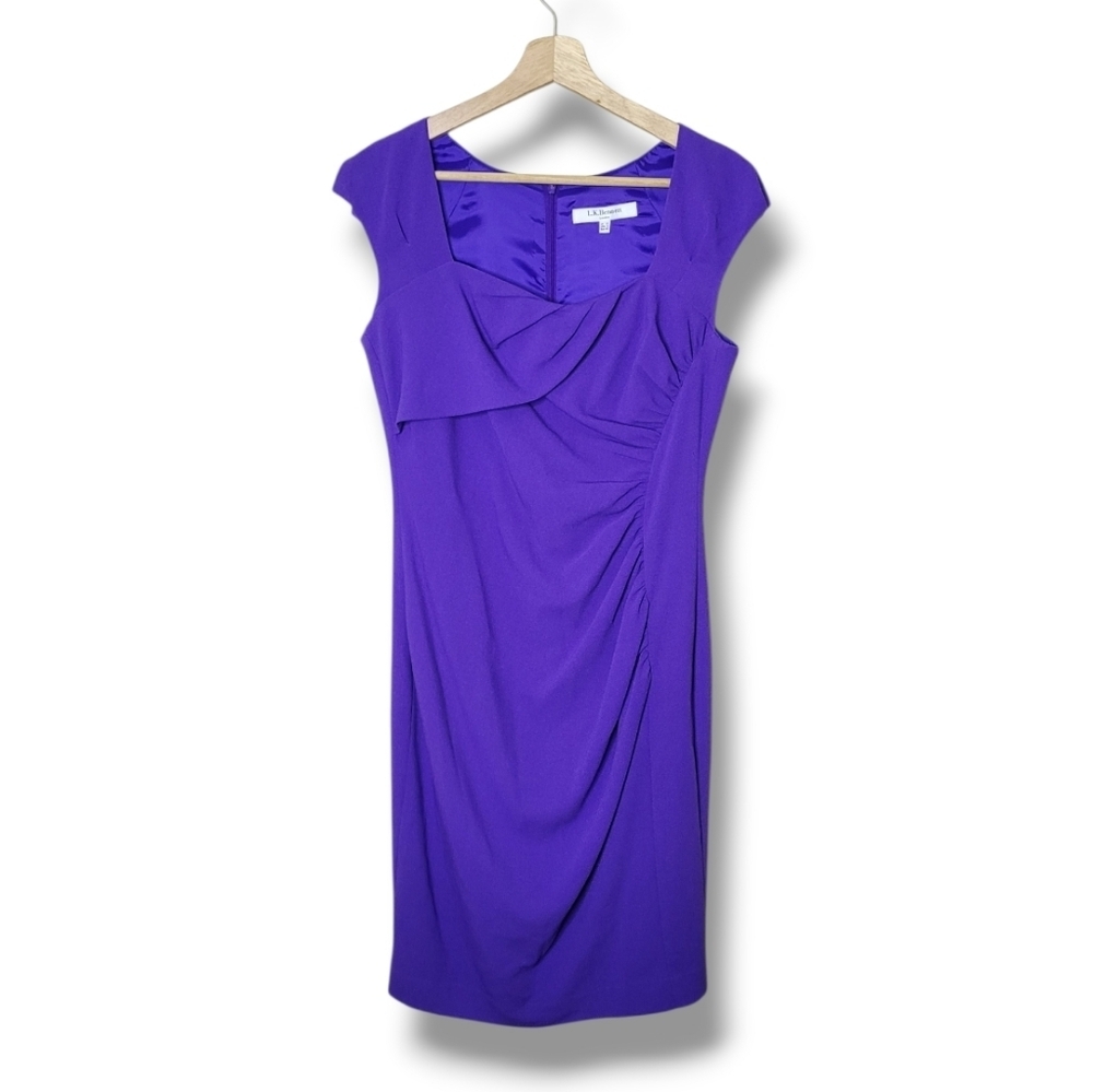 LK Bennett Violet Sheath Cocktail Dress Size 8 Quiet Luxury - Picture 1 of 8